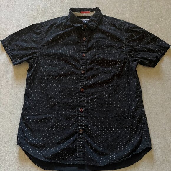 Across The Pond Short Sleeve Button Up Shirt Men Size Small Black Casual - Picture 1 of 5